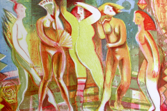 5. Backstage mit Engel, Farblithografie, 2012, 26 x 37 cm