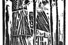8. Dorfkirche Zachow, Holzschnitt, 2015, 14 x 10 cm