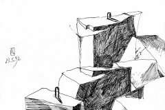 11. Bunkerruine bei Ahrenshop, Tusche, Feder, 1992, 21 x 30 cm